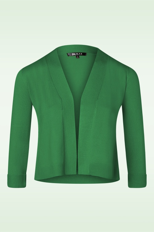 Mak Sweater - Oda vest met open voorkant in Kelly Green