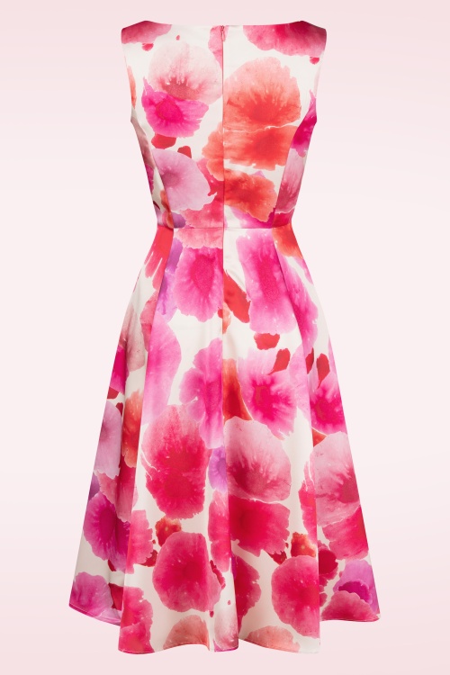 Topvintage Boutique Collection - Topvintage exclusive ~ Adriana Floral swing jurk in roze 4