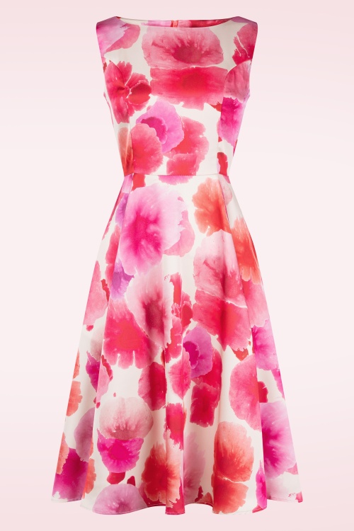 Topvintage Boutique Collection - Topvintage exclusive ~ Adriana Floral swing jurk in roze 2