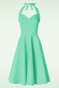 Topvintage Boutique Collection - Topvintage exclusive ~ Bettie polkadot swing jurk in mintgroen 4