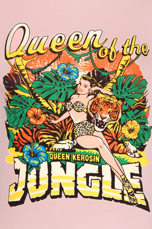 Queen Kerosin - Queen of the Jungle T-shirt in perzikroze 2