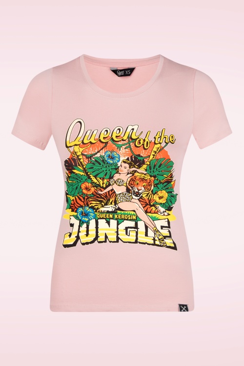 Queen Kerosin - Queen of the Jungle T-shirt in perzikroze