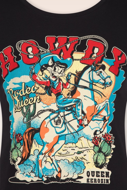 Queen Kerosin - Howdy Cowgirl T-shirt in zwart 2