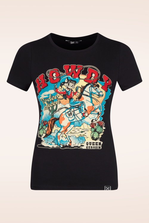 Queen Kerosin - Howdy Cowgirl T-shirt in zwart