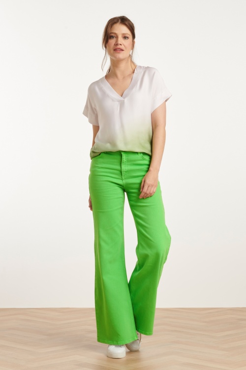 Smashed Lemon - Fae flared jeans in groen