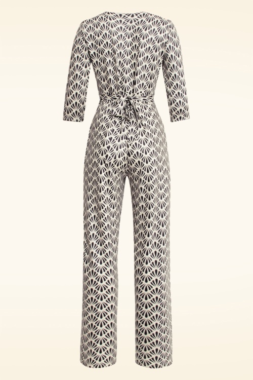 Smashed Lemon - Adeline jumpsuit in gebroken wit en zwart 2