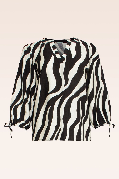 Smashed Lemon - Zoë zebra blouse in gebroken wit en zwart 2