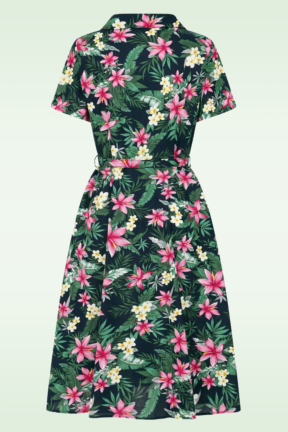 Banned Retro - Kate Tropical Button Kleid in Marineblau 3
