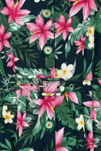 Banned Retro - Kate Tropical Button Kleid in Marineblau 2