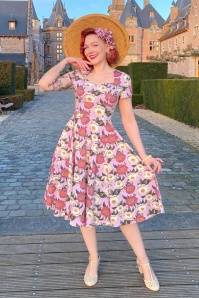 Topvintage Boutique Collection - Topvintage exclusive ~ Joliena Floral swing jurk in lila
