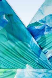 Vintage Chic for Topvintage - Irene waterverf overslag swing jurk in blauw 2