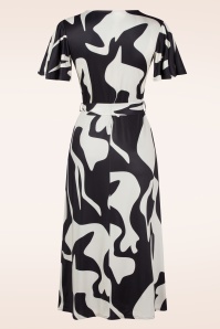 Vintage Chic for Topvintage - Brooke abstracte overslag swing jurk in zwart en wit 3