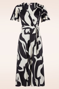 Vintage Chic for Topvintage - Brooke abstracte overslag swing jurk in zwart en wit