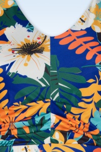 Vintage Chic for Topvintage - Gracie tropical maxi jurk in kobalt blauw en multi 2