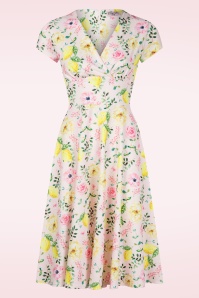 Vintage Chic for Topvintage - Miley Lemon swing jurk in licht roze 