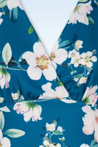 Vintage Chic for Topvintage - Miley Flower swing jurk in blauw 3