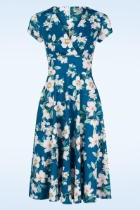 Vintage Chic for Topvintage - Miley Flower swing jurk in blauw