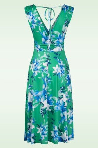 Vintage Chic for Topvintage - Jane lelies swing jurk in groen en blauw 2
