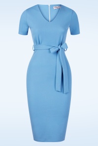 Vintage Chic for Topvintage - Quinta pencil jurk in lichtblauw
