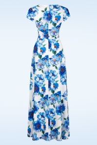 Vintage Chic for Topvintage - Rinda Floral maxi jurk in blauw en wit 3