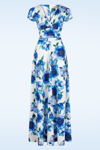 Vintage Chic for Topvintage - Rinda Floral maxi jurk in blauw en wit