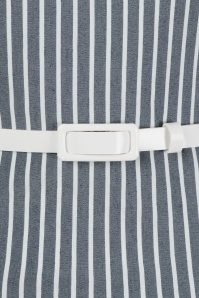 Vintage Chic for Topvintage - Lana Bengaline Striped pencil jurk in denim en wit 2