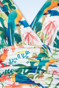 Vintage Chic for Topvintage - Grecian Tropical Parrot maxi jurk in wit en multi 2
