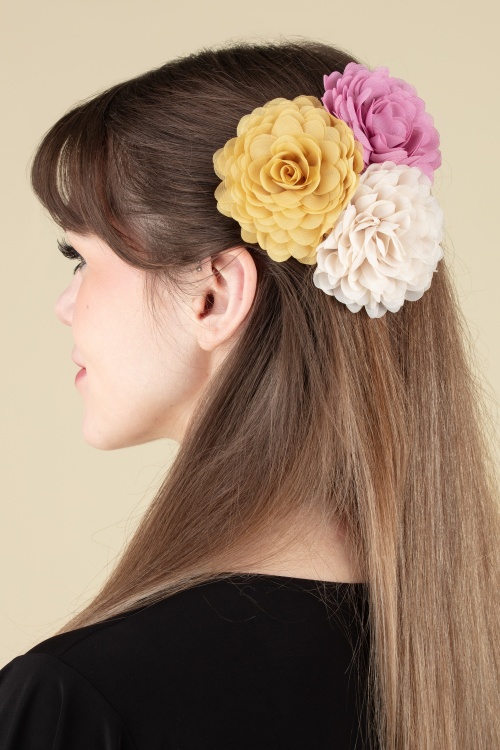 Urban Hippies - Hair Flowers Set in crème, Venice geel en cool blush