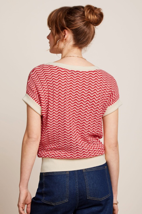 King Louie - Boatneck Tide top in vuurrood 2