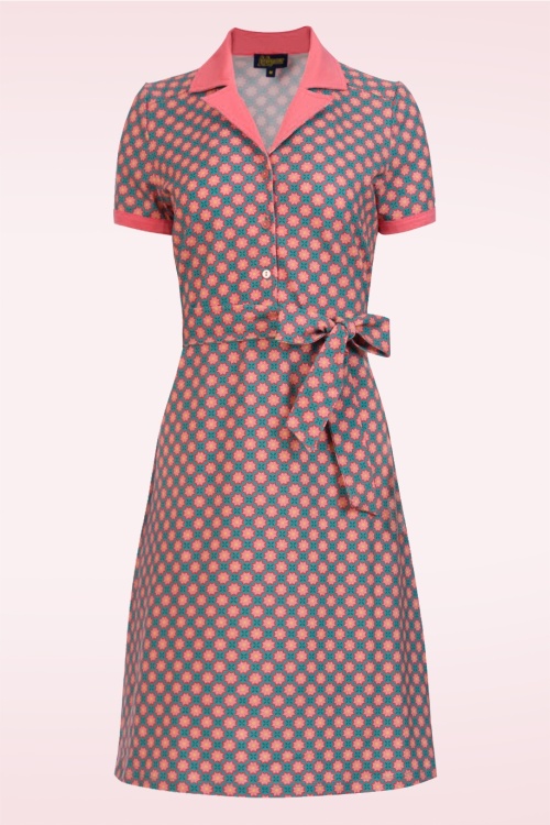 LaLamour - Monique Vintage Flower Kleid in Koralle.