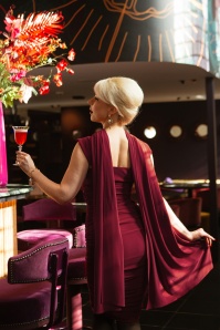 Vintage Diva  - Gwenyth pencil jurk in merlot rood 7