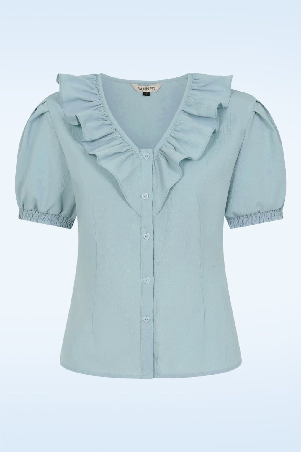 ◆RONRON◆ RUFFLE HEART CUT OUT PUFF SLEEVE HALF T SHIRT BLA RUFFLE HEART CUT OUT PUFF SLEEVE HALF T SHIRT WHITE - RONRON