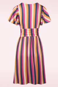 Vintage Chic for Topvintage - Sadie Stripes Swing Dress in Mustard and Multi 3