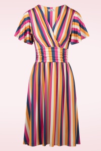 Vintage Chic for Topvintage - Sadie Stripes Swing Dress in Mustard and Multi