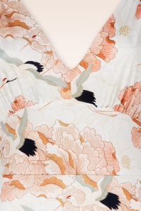 Vintage Chic for Topvintage - Deveny Crane Birds maxi jurk in gebroken wit 2
