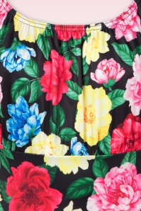 Vintage Chic for Topvintage - Ivy pencil jurk met bloemen in zwart en multi 2