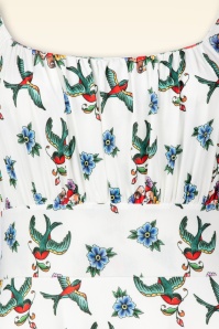 Vintage Chic for Topvintage - Jessie Tattoo Print Swing Dress in White 2