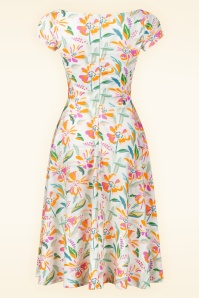 Vintage Chic for Topvintage - Blythe floral swing jurk in gebroken wit en multi 3