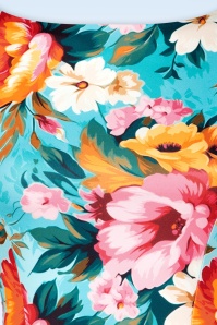Vintage Chic for Topvintage - Cindi Bouquet swing jurk in blauw en multi 2