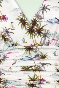 Vintage Chic for Topvintage - Grecian jurk met eiland print in gebroken wit en multi 2