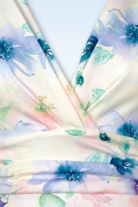 Vintage Chic for Topvintage - Esmeralda Aquarel Flower swing jurk in pastelgeel 2