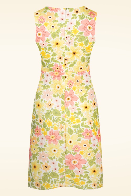 Vintage Chic for Topvintage - Betty Floral Dress in White and Yellow 3