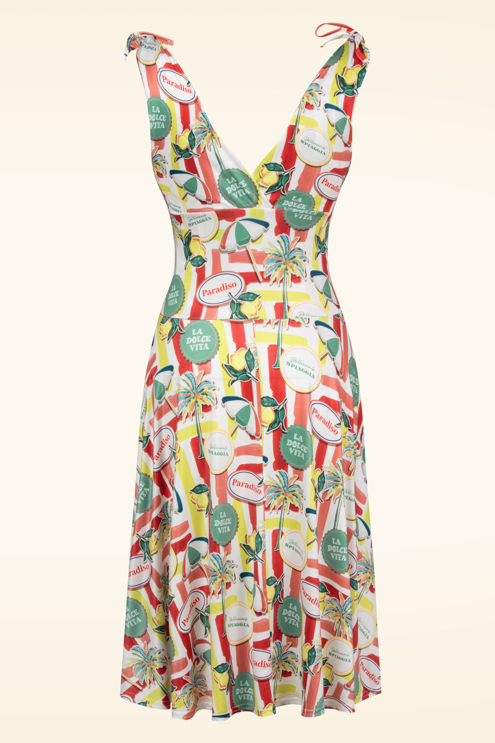 Vintage Chic for Topvintage - Grecian Italian Resort Dress in White and Multi 3