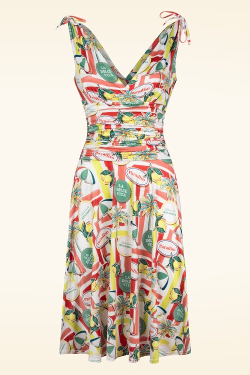 Vintage Chic for Topvintage - Grecian Italian Resort Dress in White and Multi