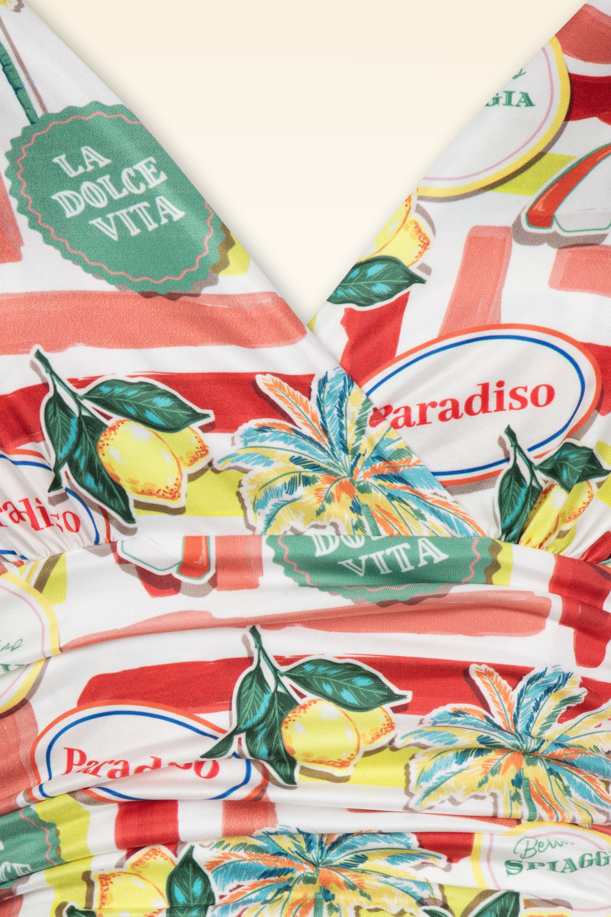 Vintage Chic for Topvintage - Grecian Italian Resort Dress in White and Multi 2