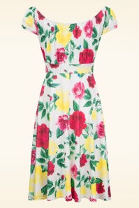 Vintage Chic for Topvintage - Scarlet Floral swing jurk in wit en multi 3
