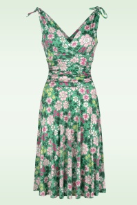 Vintage Chic for Topvintage - Grecian Floral Dress in Green and Multi