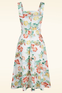 Vintage Chic for Topvintage - Kiana Hawaiian print swing jurk in wit en multi 2