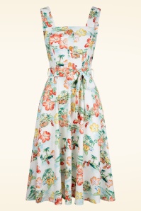 Vintage Chic for Topvintage - Kiana Hawaiian print swing jurk in wit en multi