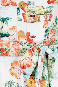 Vintage Chic for Topvintage - Kiana Hawaiian print swing jurk in wit en multi 3